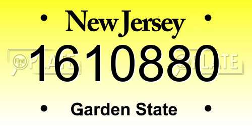 1610880 New Jersey License Plate