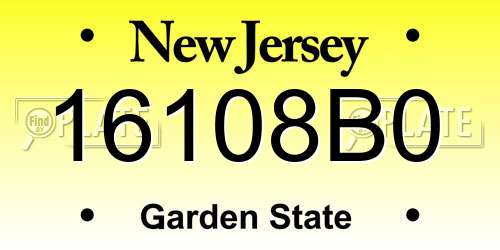 16108B0 New Jersey License Plate