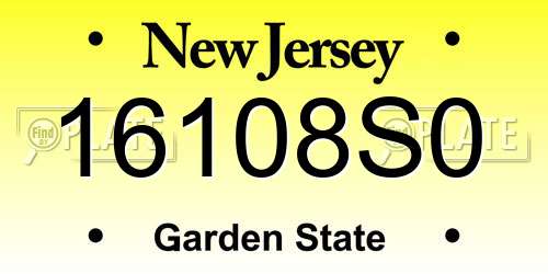 16108S0 New Jersey License Plate