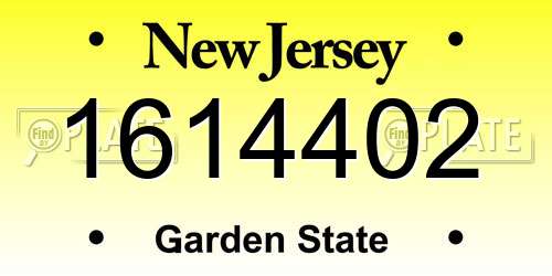 1614402 New Jersey License Plate