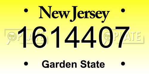 1614407 New Jersey License Plate