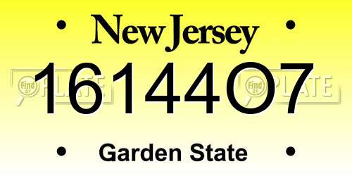16144O7 New Jersey License Plate