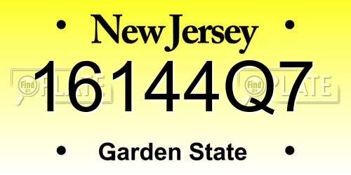 16144Q7 New Jersey License Plate