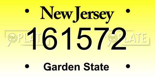 161572 New Jersey License Plate
