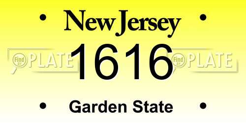 1616 New Jersey License Plate