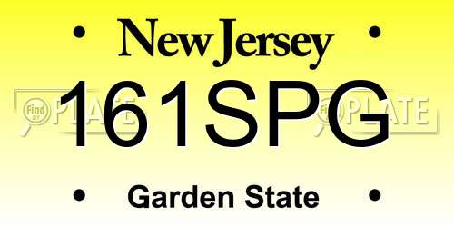 161SPG New Jersey License Plate