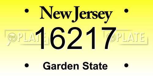16217 New Jersey License Plate