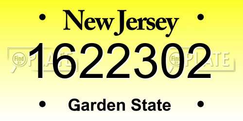 1622302 New Jersey License Plate