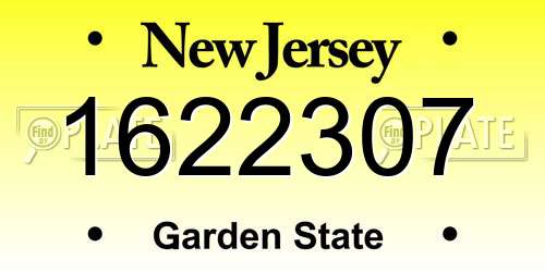 1622307 New Jersey License Plate