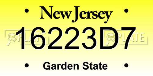 16223D7 New Jersey License Plate