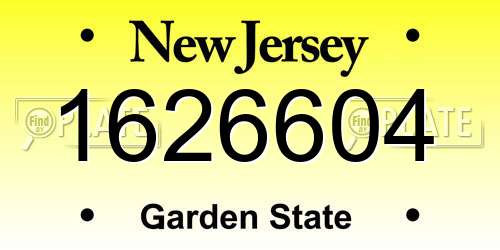 1626604 New Jersey License Plate