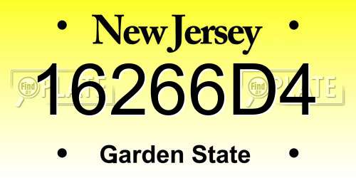 16266D4 New Jersey License Plate