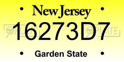 16273D7 New Jersey License Plate