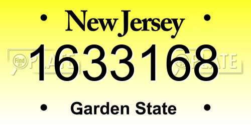 1633168 New Jersey License Plate