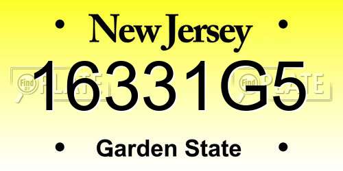 16331G5 New Jersey License Plate