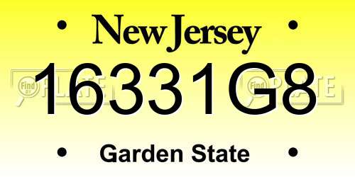 16331G8 New Jersey License Plate