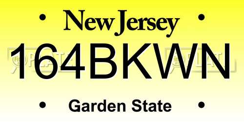 164BKWN New Jersey License Plate