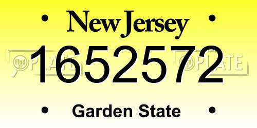 1652572 New Jersey License Plate
