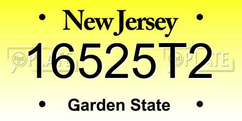 16525T2 New Jersey License Plate