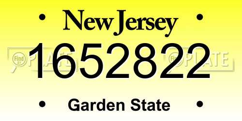 1652822 New Jersey License Plate