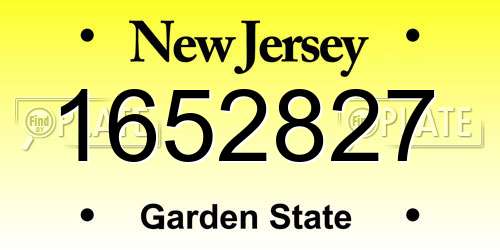 1652827 New Jersey License Plate