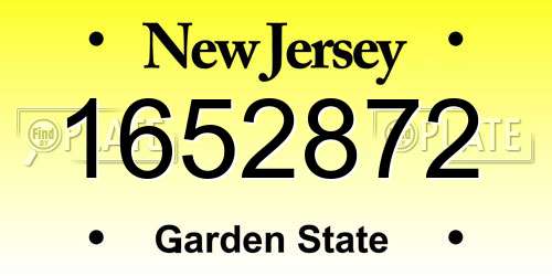 1652872 New Jersey License Plate