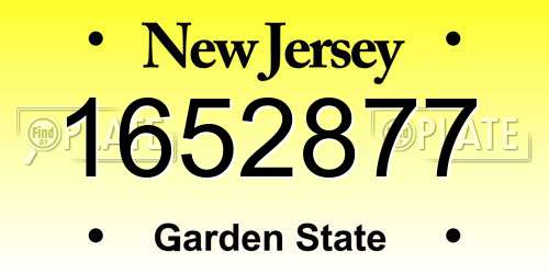 1652877 New Jersey License Plate