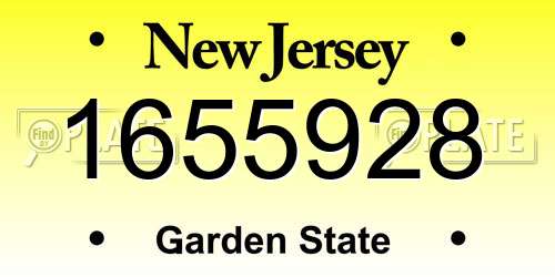 1655928 New Jersey License Plate