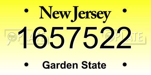 1657522 New Jersey License Plate