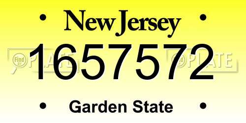 1657572 New Jersey License Plate