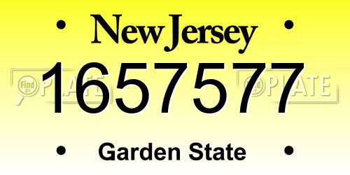 1657577 New Jersey License Plate