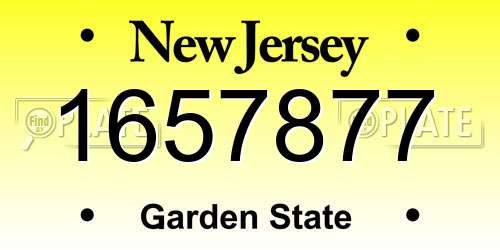1657877 New Jersey License Plate