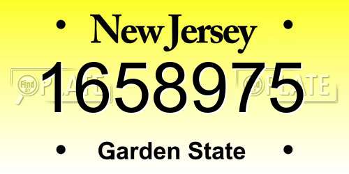 1658975 New Jersey License Plate