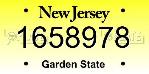 1658978 New Jersey License Plate