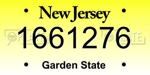 1661276 New Jersey License Plate