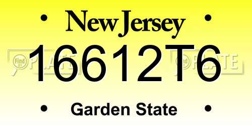 16612T6 New Jersey License Plate