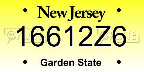 16612Z6 New Jersey License Plate
