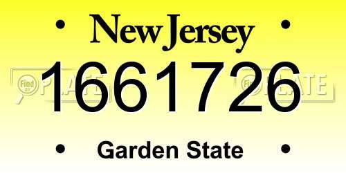 1661726 New Jersey License Plate