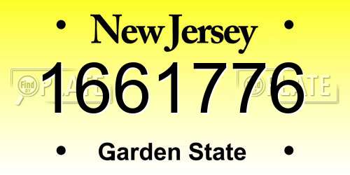 1661776 New Jersey License Plate