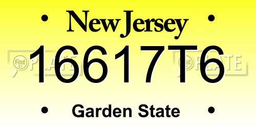 16617T6 New Jersey License Plate