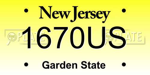1670US New Jersey License Plate