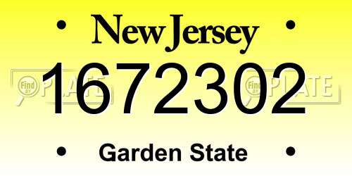 1672302 New Jersey License Plate