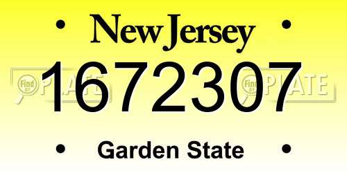 1672307 New Jersey License Plate