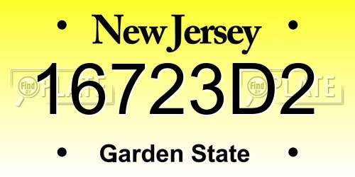 16723D2 New Jersey License Plate