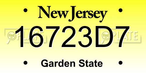 16723D7 New Jersey License Plate