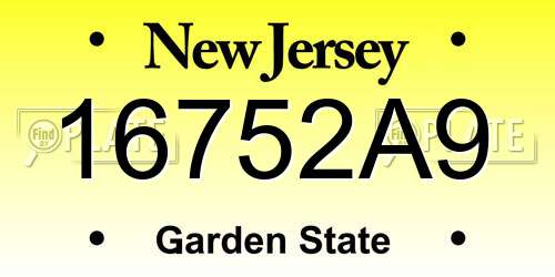 16752A9 New Jersey License Plate