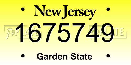 1675749 New Jersey License Plate