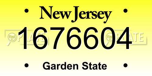 1676604 New Jersey License Plate