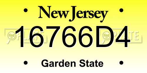 16766D4 New Jersey License Plate