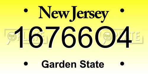 16766O4 New Jersey License Plate